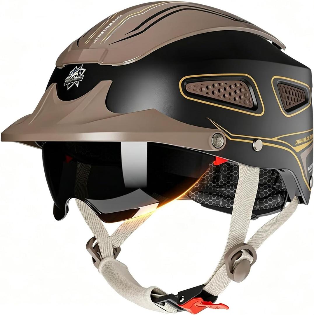 DOT Approved Motorcycle Half Helmet, Unisex Adult Half Shell Helmet, Fits Head Circumference 20.47–25.19 Inches, for Motorcycle, Scooter, All Season Use, 20.47in-25.19"