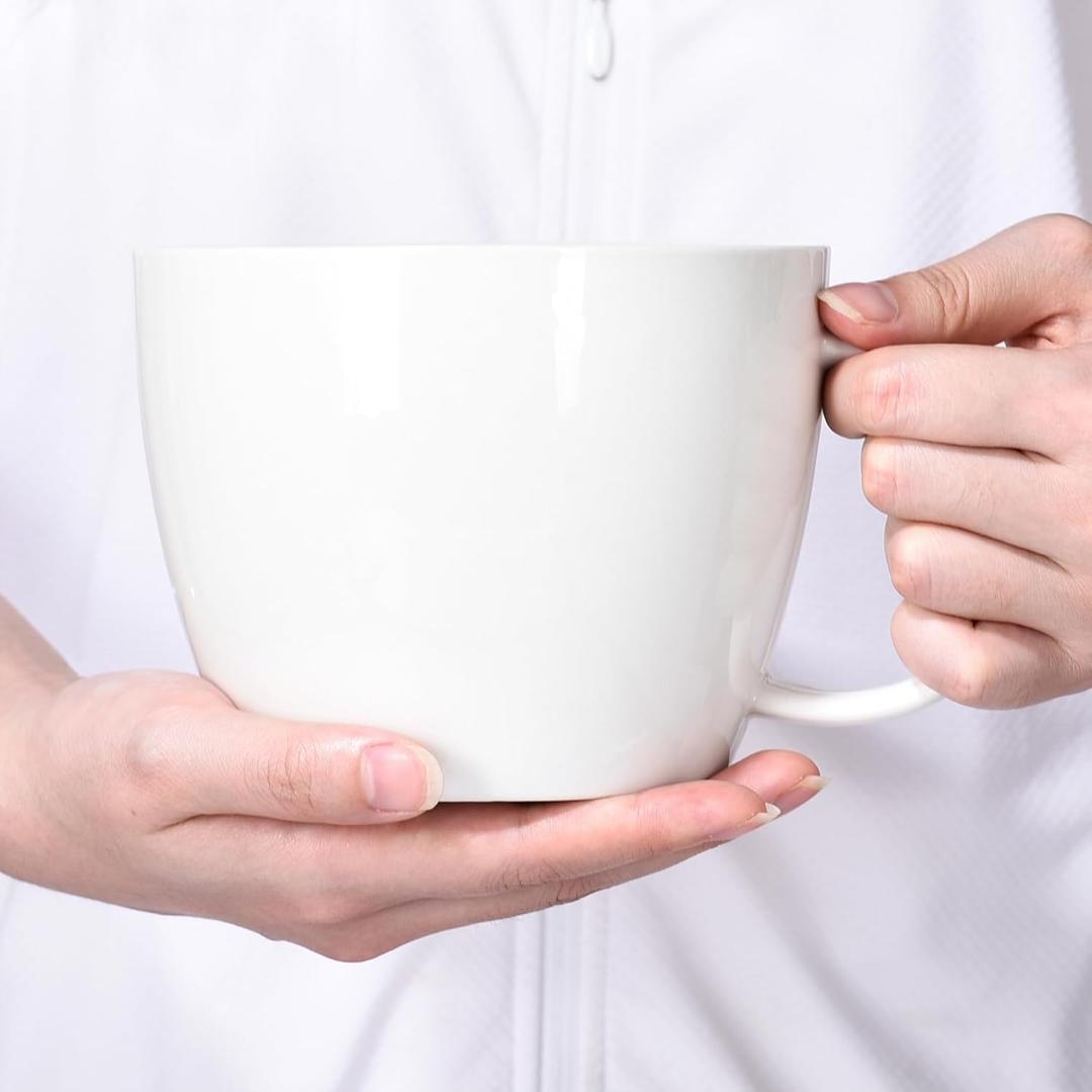 30 oz 900ml Large Coffee Mug Ceramic Jumbo Soup Bowl with Handle Cereal Mugs, Big Coffee Cup for Latte, Cappuccino, Cocoa, Hot Chocolate, Milk, Tea, Breakfast Mulled Drinks, White