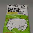Pureegg Plastic Table Cloth Disposable 10 Pack, 84'' Round Table Cloths, Party, Picnic, Wedding, Decorative Tablecloths, Round, White Plastic Cover, Leakproof & Sturdy, White