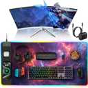 TopMade Wireless Charging Mouse Pad, RGB Gaming Mousepad Home Office Desk Pad, 31.5 x 15.8 Large Desk Mat, Waterproof Keyboard Pad, Galaxy Nebula (Includes 20W PD Power Adapter & 6.56ft Woven Cable)
