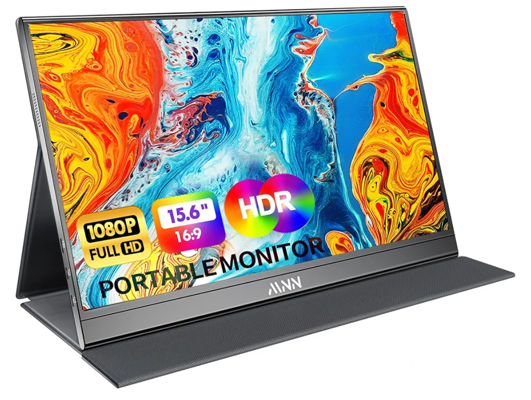 MNN Portable Monitor 15.6inch FHD 1080P USB C HDMI Gaming Ultra-Slim IPS Display w/Smart Cover & Speakers,HDR Plug&Play, External Monitor for Laptop PC Phone Mac (15.6'' 1080P)