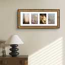 Golden State Art, 8x20 Antique Gold Photo Collage Frame with White Mat displays (4) 4x6 Pictures - Great for Dad Gifts from Daughter Son, Four 4x6 Openings