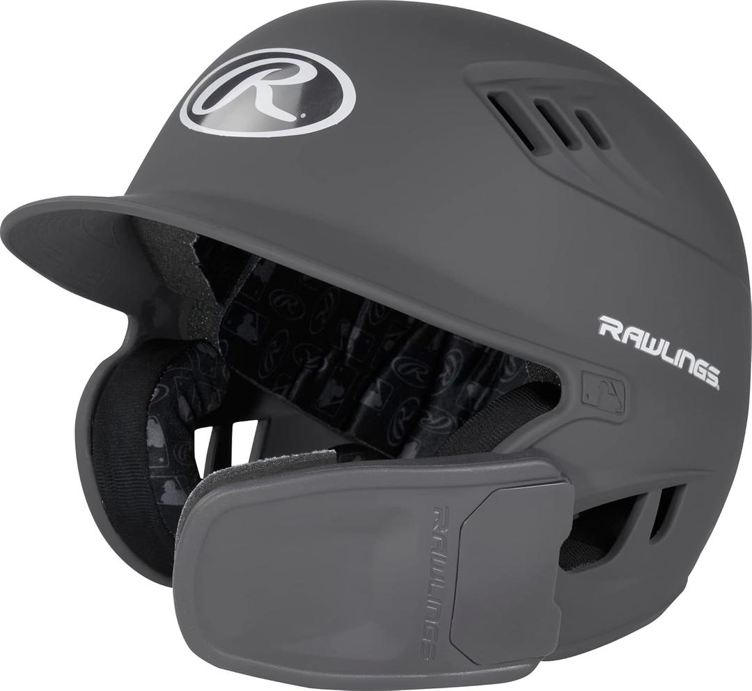 Rawlings R16 Velo Reversible EXT Batting Helmet | Reversible Face Guard (Junior (6 3/8" - 7 1/8"), Matte Graphite)