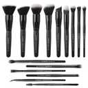 Raffaello Makeup Brushes 15Pcs Makeup Brush Set Premium Synthetic Powder Foundation Contour Blush Concealer Eye Shadow Blending Liner Make Up Brush Kit (Black)