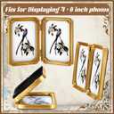 Wenqik Vintage Picture Frames 4x6 Inch Antique Gold Frames with Glass Double Hinged Vertical Picture Frame Display Sets Ideas for Tabletop and Wall Hanging Mount Ornate Retro Home Decor Party Supplies