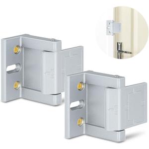 2 Pack Door Latches for Top of Door, Silver Door Reinforcement Lock for Home and Hotel, Security with Stainless Steel Screws