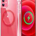 FNTCASE for iPhone 12 Clear Case: for iPhone 12 Pro Magnetic Military Grade Drop Protection Anti Yellowing Cell Phone Cover - Rugged Durable Shockproof Protective Bumper(Red)