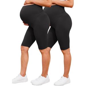 Womens Maternity Yoga Shorts Over The Belly Pregnancy Workout Athletic Running Biker Shorts Comfy Stretchy (Medium, 2 Pack-black/Black) Womens Maternity Yoga Shorts Over The Belly Pregnancy Workout Athletic Running Biker Shorts Comfy Stretchy (Medium, 2 Pack-black/Black)