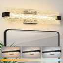 Black LED Bathroom Vanity Light, 24.4 Inch 15W Modern Dimmable Bathroom Light Fixture Over Mirror, Crystal Bar Wall Sconce Lighting for Bath, 3CCT, OS-MM5001-3BK, 24.4" L, 15 Watts