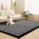 Machine Washable Area Rugs 6x9, Vintage Rugs for Living Room Floor Non Silp Rug Black Carpet for Dinning Room Bedroom Rug Under Bed Home Office | Black White