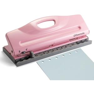 Officemate Adjustable 6-Hole Punch for Planners and Binders, 8 Sheet Capacity, Pink (90161)