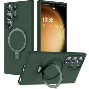 for Samsung Galaxy S23 Ultra Case with Magnetic Invisible Stand [Compatible with MagSafe] Military Drop Tested [Full Camera Protection] Silicone S23 Ultra Case for Women Men 6.8'', Green