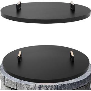 Fire Pit Lid Cover Round- 36" Powder Coated Steel Firepit Cover
Rust Resistant Firepit lid with 2 Wooden Handles for Patio Fire Pit, Weatherproof for All Seasons, Fits Fire Pits Up to 34"