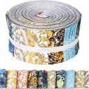 50Pcs William Morris Floral Jelly Fabric Strips Roll for Quilting Crafting Spring Summer Floral Precut Patchwork for Sewing DIY Crafts 2.55 Inch Polyester Fabric Bundles