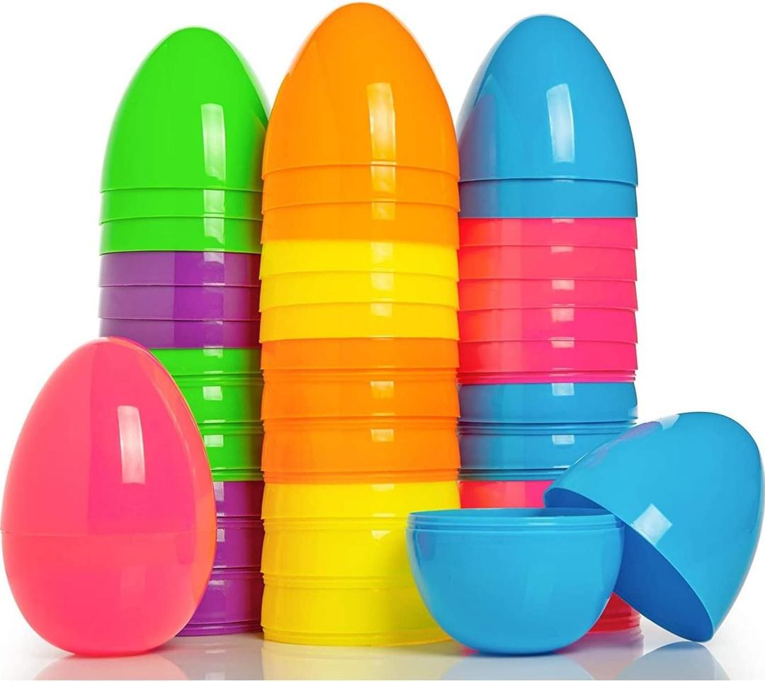 48 PCS Fillable Easter Eggs, Colorful Easter Eggs Empty, Bulk 2.3" Plastic Bright Easter Egg for Easter Hunt Presents Easter Basket Stuffers for Kids Party Favor Classroom Prize Supplies