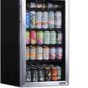 NewAir Beverage Refrigerator Cooler - 126 Cans Free Standing with Right Hinge Glass Door, Mini Fridge Beverage Organizer Perfect For Beer, Wine, Soda, And Cooler Drinks (Stainless Steel)