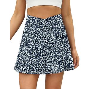 LouKeith Tennis Skirts for Women Pleated Crossover High Waisted Athletic Workout Golf Skorts Skirts with Shorts Pocket (Blue, S)