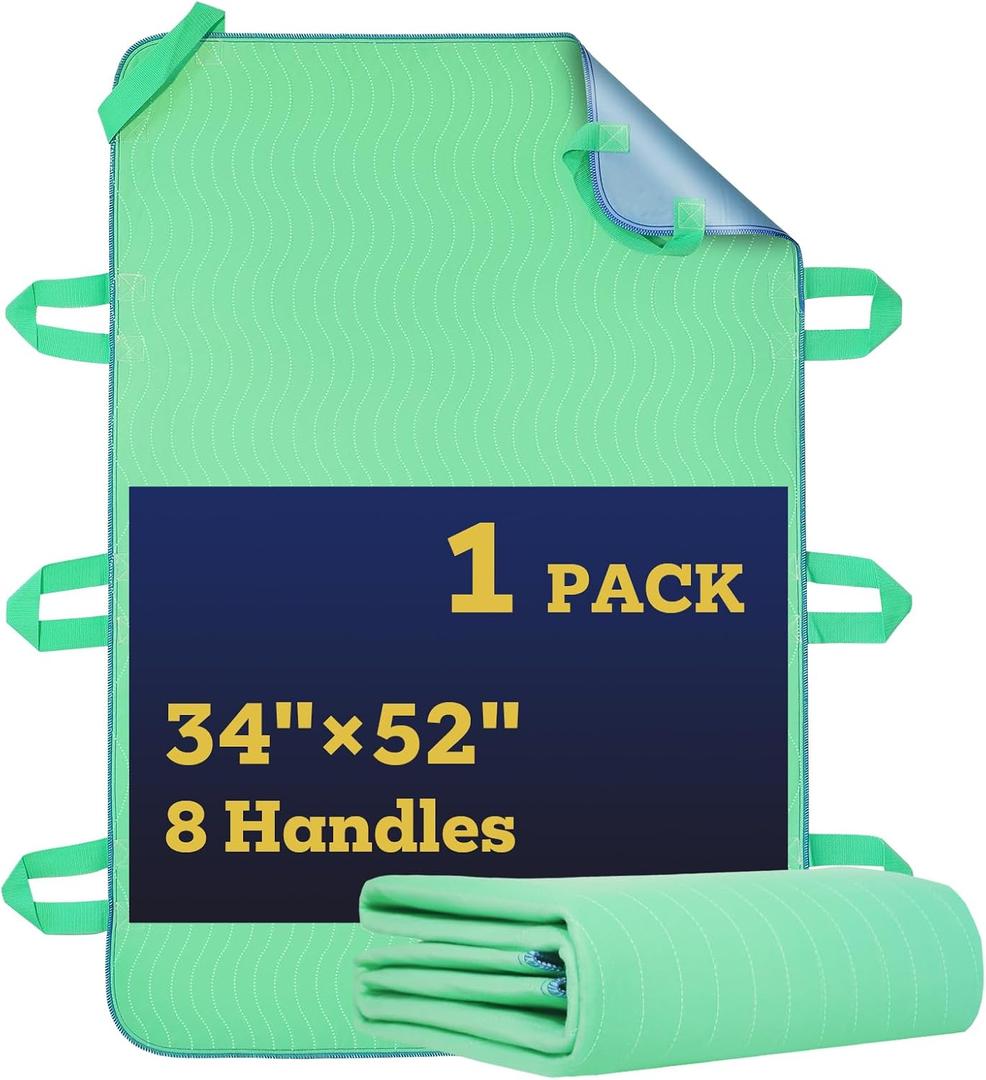 ETERNA Washable Positioning Bed Pad with 8 Reinforced Handles, 34" x 52" Waterproof Reusable Incontinence Underpads for Adults, Kids, Elderly and Pets (1 Pack)