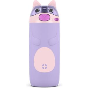 Ello Ellies 12oz Vacuum Insulated Stainless Steel Kids Water Bottle with Straw and Built-in Carrying Handle and Leak-Proof Locking Lid for School Backpack, Lunchbox and Outdoor Sports (Cat)