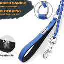 Chain Dog Leash Chew Proof Metal Leash for Medium Large Dogs, Chain Link Dog Anti Chew 5.2FT / 4FT Strong Anti Bite Comfortable Soft Padded Handle (Blue, 5FT(30-80lb)