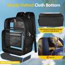 BrillaraSymn Heavy Duty Clear Backpack, Sturdy Fabric Clear Bookbag for School, Transparent PVC & Oxford Backpacks with Privacy Pocket for College Work Travel Security, Black