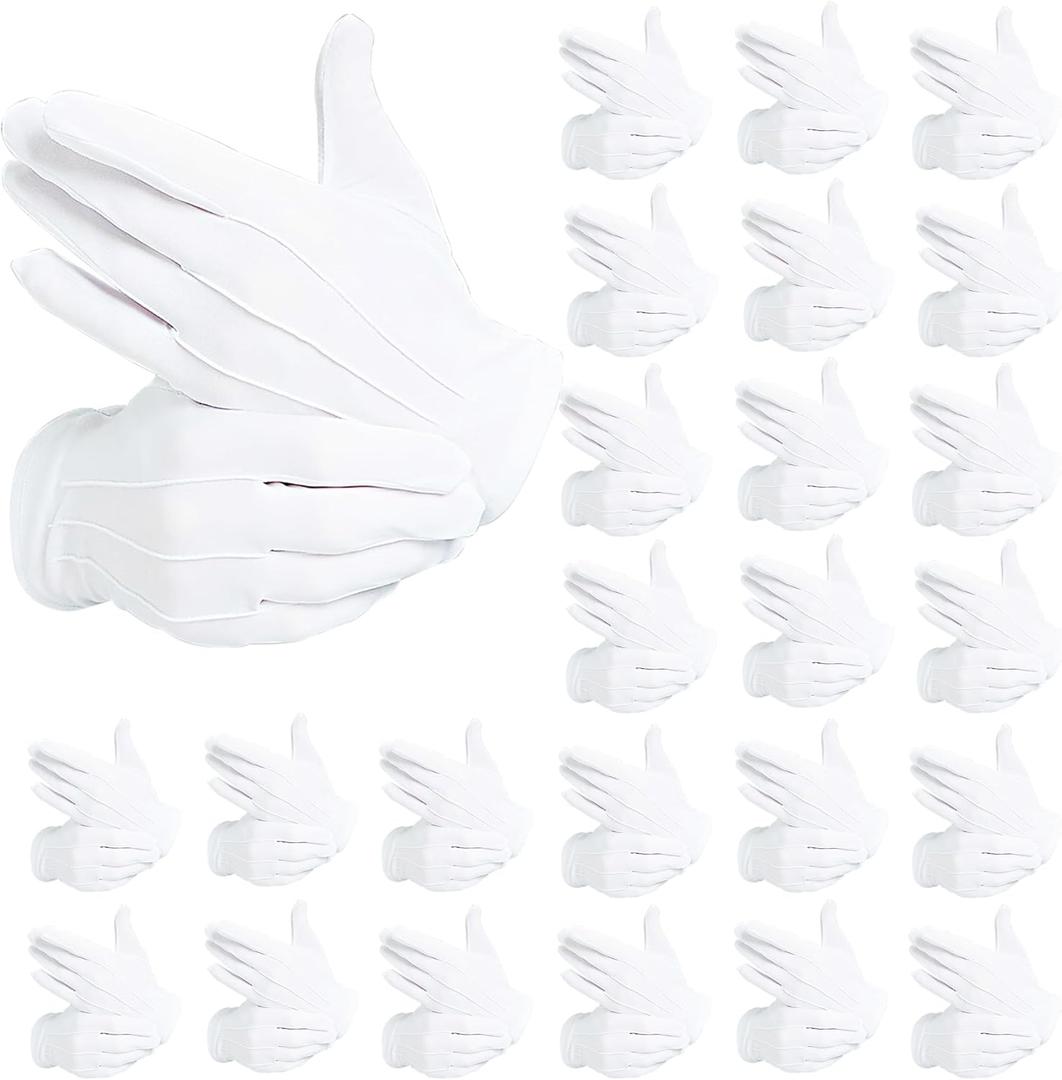 White Gloves Men Marching Band Gloves Mens Bulk Uniform Gloves Men Can Be Used As White Parade Gloves Usher Uniforms (Large)