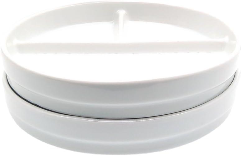 Elk and Friends Kids 7.8 Porcelain White Plates | Divided Plates | Suitable for Kids/Toddlers | Microwave & Dishwasher Safe | Non Slip | Snack Dishes | 2 Pack (Neutral (No Sleeves))