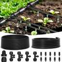 MIXC 1/4" Irrigation Dripline Tubing Kit (100 Ft Roll) with 10Ft 1/2" Main Line, Saving 80% Water, 6" Emitter Spacing, 0.5GPH Emitters Built-in Drip Irrigation Line with 1/4" Push-to-Connect Fittings
