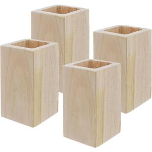 Solid Pine Wood Square Furniture Riser 4Pcs, 3.93-5.18 Inch Rising Height, Fit 1.97 Inch Leg, Support 880 lbs Heavy Duty Furniture Feet Lifter for Under Bed Storage Desk Sofa Chair