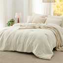 Bedsure King Size Comforter Set, Prewashed Bedding Ivory