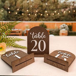 Woodamore Wedding Table Numbers 1-20, Wood Table Numbers For Wedding Reception 1-20, Restaurant Tables Number Signs With Stands, Wooden Tables Markers For Event, Party, Centerpiece