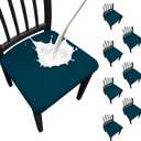 Waterproof Dining Chair Seat Covers Set of 8, Stretch Removable Dining Room Seat Covers for Dining Chairs, Kitchen, Hotel, Party (.Peacock Blue)