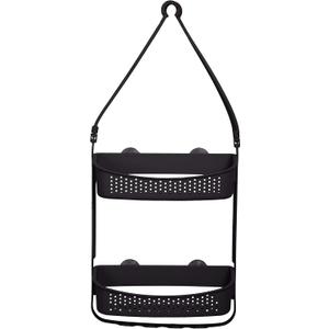Bath Bliss 2 Way Convertible Bathroom Shower Caddy | Adjustable Mounting Arms | Loofah & Razor Hooks | Storage & Organization | Rust Resistant | Large and Small Bottles | Matte Black