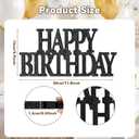 Novabright Happy Birthday Sign Centerpieces for Table Birthday Party Decorations for Women Bday Birthdays Themed Celebration Party Supplies(Black,Glitter)