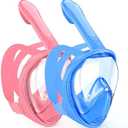 Kids Snorkel Mask Full Face, Snorkeling Gear for Kids 2-14 with Camera Mount, 180 Degree Panoramic View Snorkeling Set Anti-Fog Anti-Leak