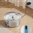 Invengo Cat Water Fountain Stainless Steel 3.2L/108oz, Automatic Pet Fountain for Cats & Dogs, Ultra Quiet <25 dB Pump, LED Water Level Window, Easy to Clean