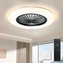 Ceiling Fans with Lights and Remote,Dimmable LED Modern Bedroom Fan lamp,Low Profile Ceiling Fan,Flush Mount Ceiling Fan lamp Black,Quiet,Living Room Kids Room,Kitchen,Office,Restaurant