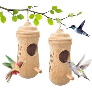 2PCS Hummingbird House 2022 New for Outside Wooden Hanging Hummingbird Houses Garden Decor Pet Cottage