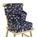 Booster Seat for Kitchen Chair with Backrest & 4 Adjustable Straps, Portable TPU Waterproof & Anti-Scratch Toddler Booster Seat for Dining Table, Non-Slip & Removable
