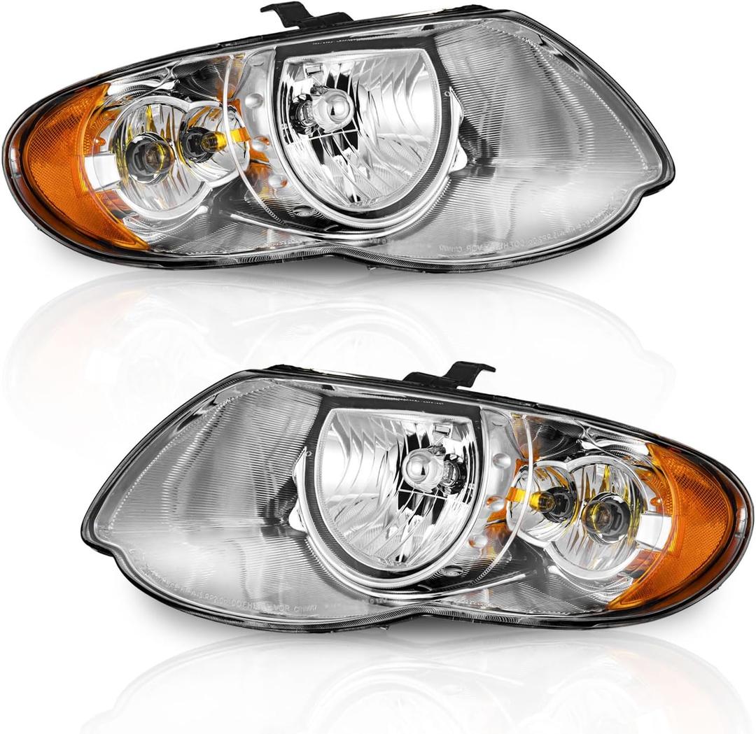 WEELMOTO Headlights Assemblies for 2005-2007 Chrysler Town & Country, Headlight Compatible with 2005 2006 2007 Chrysler Town & Country with Bulbs