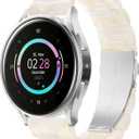 Resin Band Compatible with Samsung Galaxy Watch 7/FE/6/5/4 44mm 40mm, Watch 5 Pro 45mm/Watch 4 Classic 46mm 42mm Band 20mm Lightweight Replacement Strap for Galaxy Watch 3 41mm/Active2 Ivory (Colorful Ivory White)