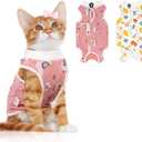 Coppthinktu 2 PCS Cat Recovery Suit Female Cat Onesie for Cats After Surgery Spay Abdominal Wounds, Kitten Recovery Suit Female Breathable E-Collar Alternative Kitten Onesie Anti Licking Large