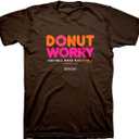 Kerusso Donut Worry God Will Make You Whole Chocolate Brown Cotton Crew Neck T-Shirt, Small (XX-Large)