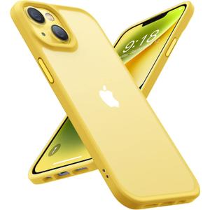 2 x TORRAS Upgraded Shockproof for iPhone 14 Case [10FT Military Drop Protection][Sleek Premium Touch] Translucent Back & Soft Edge Slim Silicone Cover, Yellow
