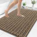 Smiry Bathroom Rugs Mat 48x32, Extra Soft Absorbent Chenille Bath Rugs, Non Slip Rubber Backing Machine Washable Quick Dry Bath Mats for Bathroom Floor, Tub, Shower, Home Decor Accessories, Camel