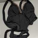 Lilosy Sexy Tie Criss Cross Plunge One Piece Thong Swimsuit High Cut Brazilian Bathing Suit (Black, M)