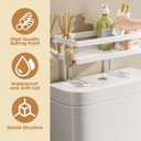 ShellKingdom Over The Toilet Storage Shelf, Toilet Paper Holder Stand Shelves, Punch-Free Bathroom Storage Rack with 2 Hooks, Small Space Organizers for Bathroom, Home, Countertop, White