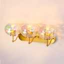 23" Brushed Gold Vanity Light Stained Hammered Glass Wall Sconce 3-Light Brass Wall Lamp for Hallway Living Room Stairwell Bathroom Over Mirror (Brass Gold, 3-Light)