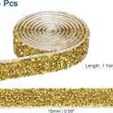 uxcell 4 Yards Resin Rhinestone Ribbon, Self-Adhesive Bling Crystal Ribbon Strips for Wedding Birthday Party DIY Crafts Decorations, Gold