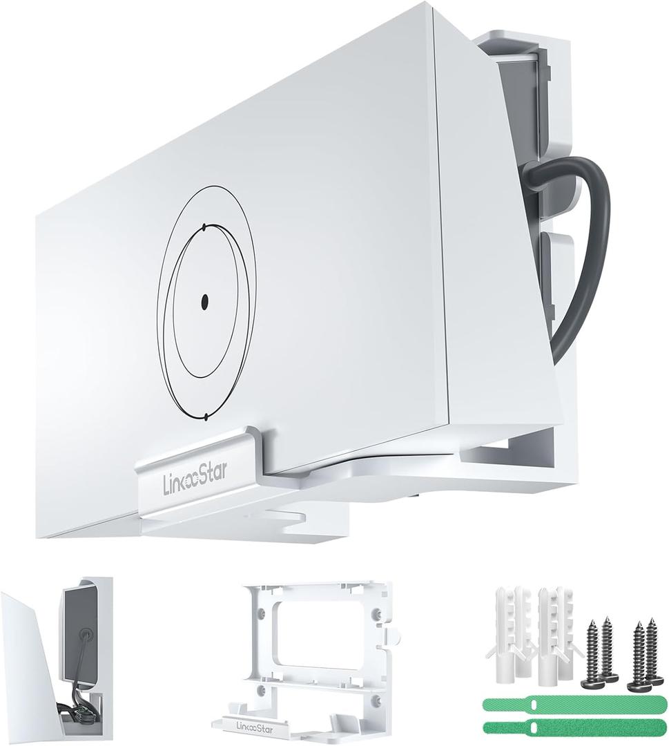 Linkoostar Starlink Gen 3 Router Mount, All in One Starlink Router Wall Mount for Star Link Standard V3 Mesh Router & Gen 3 Power Supply Mounting Kit Accessories-LM-3C